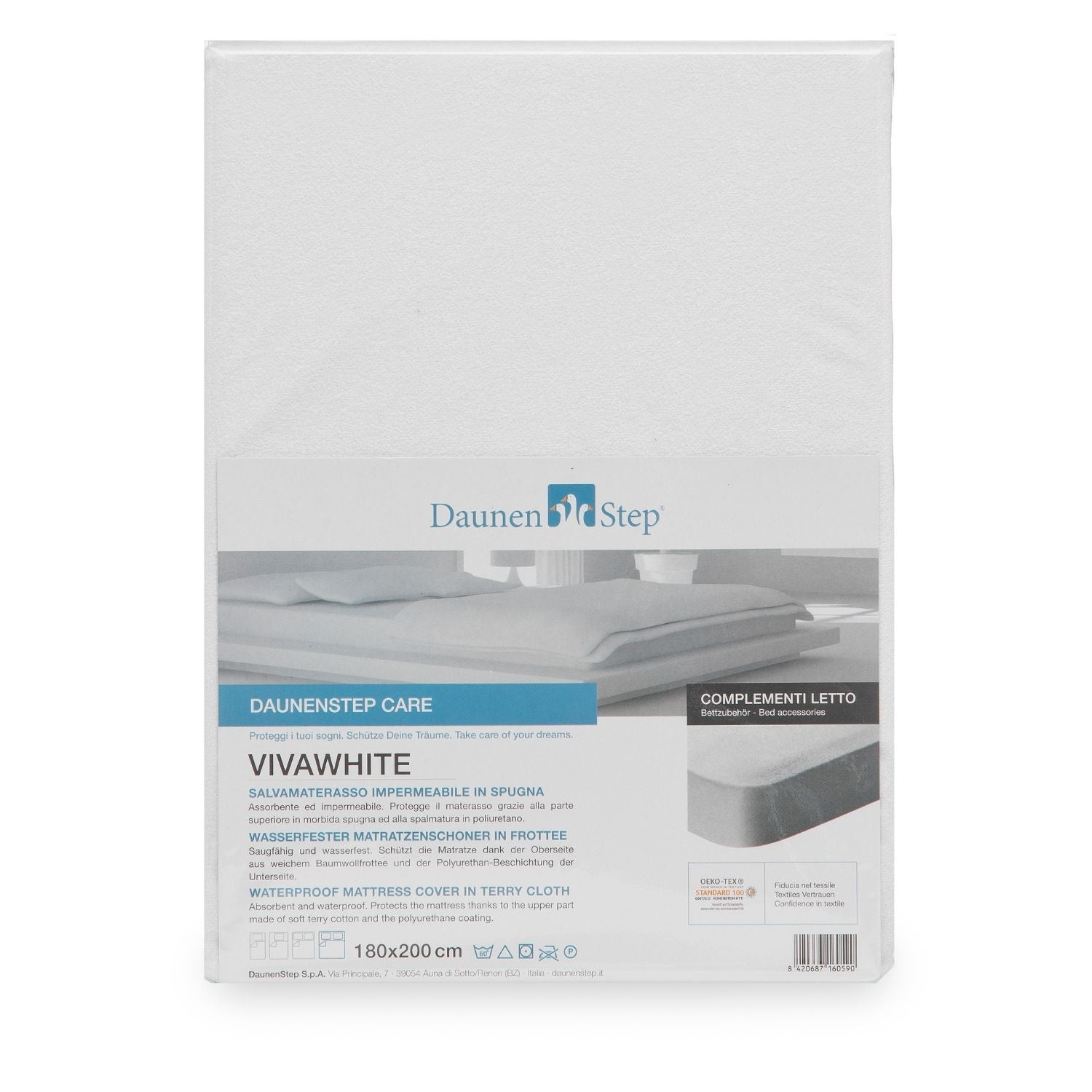 Coprimaterasso in Cotone Impermeabile Vivawhite Materasso Daunenstep