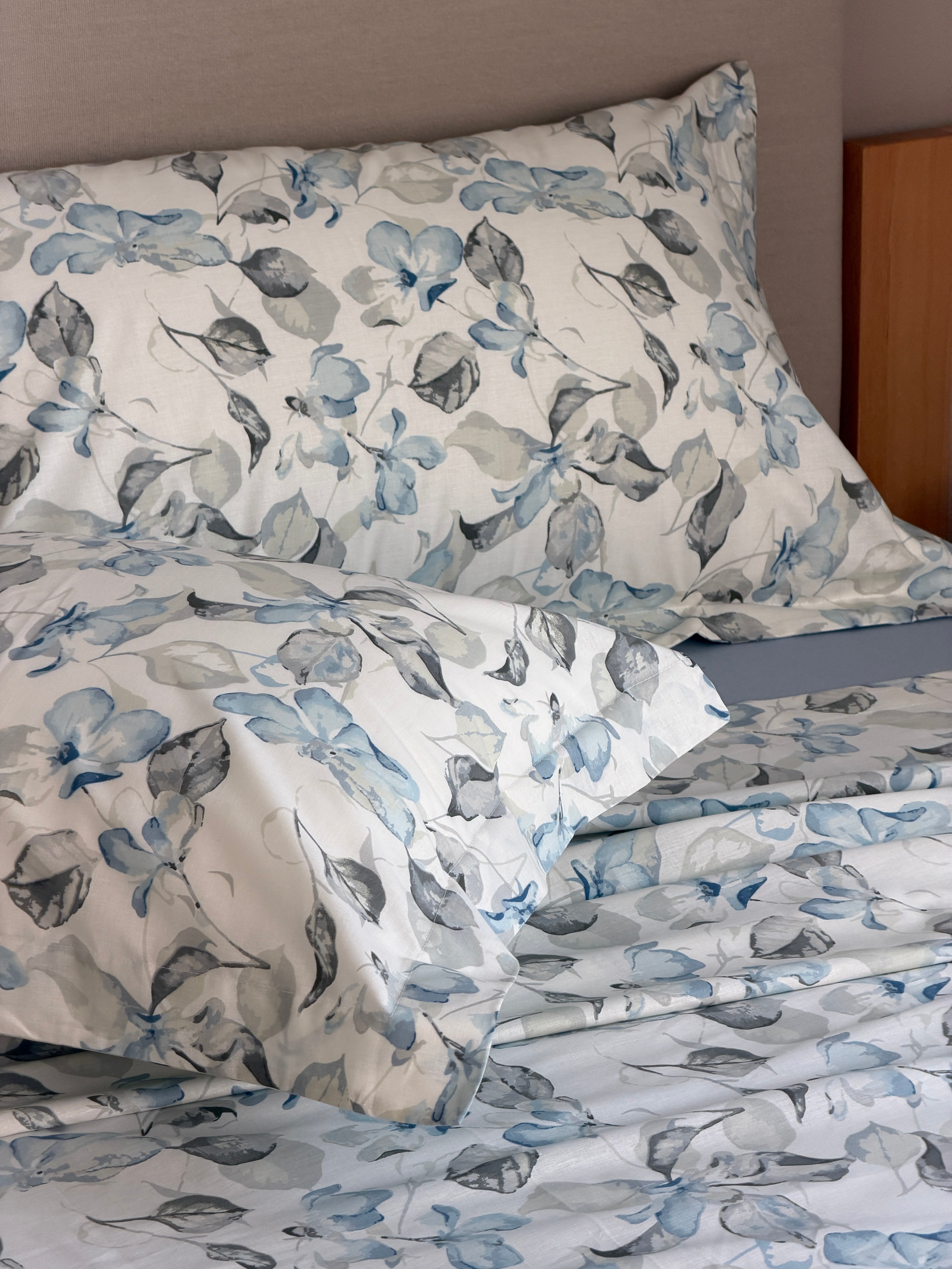 Completo Lenzuola Percalle Stampato VALZER Letto Cotonissimo Matrimoniale Var.8 Acqua