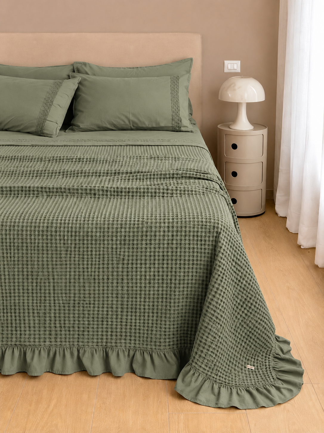 Copriletto Ape Frappa Made in Italy Letto Moreali Tessile Casa Matrimoniale 270 x 270 Verde