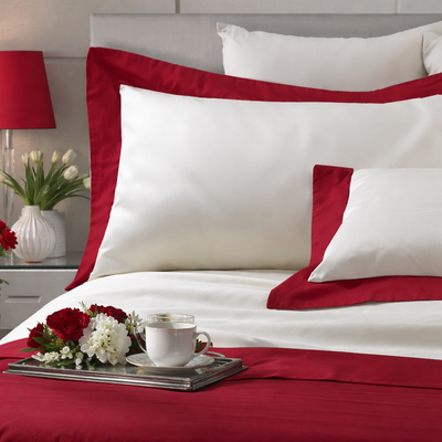 Parure Lenzuola Bordo Raso LUXURY Letto Moreali Tessile Casa Matrimoniale Burgundy