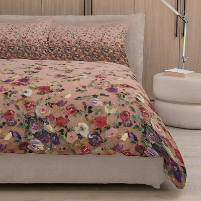 Parure Copripiumino Raso 300 Fili NETTARE Letto Fazzini Matrimoniale Rosa
