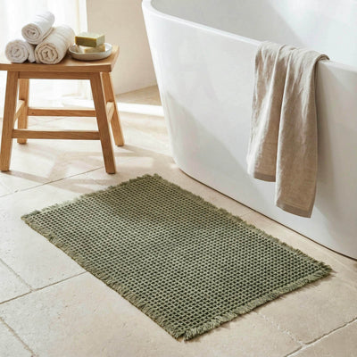 FINE SERIE Tappeto Bagno Ape WAFFLE Bagno Moreali Tessile Casa 60 x 120 Smoke Green