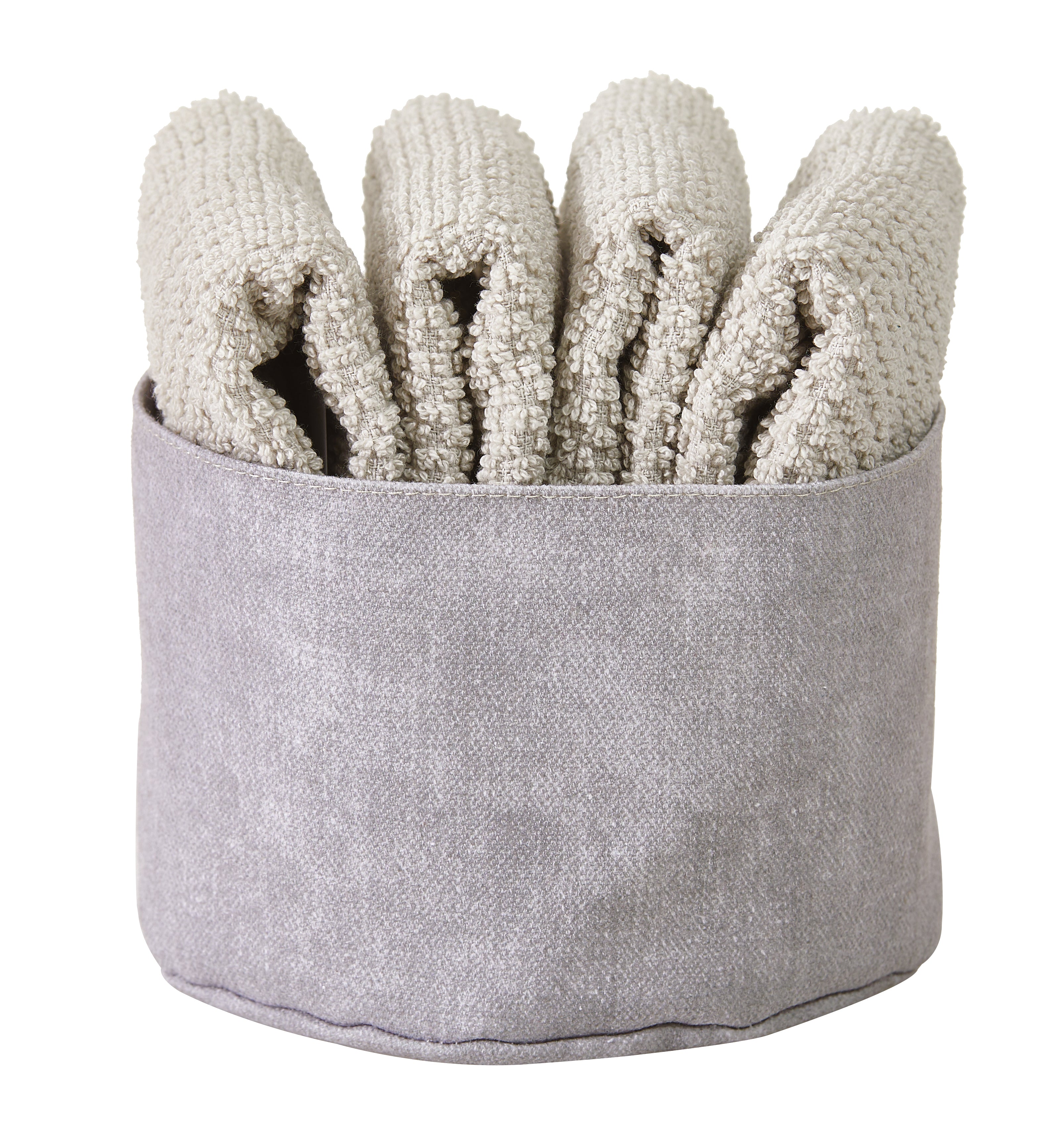 Set 4 Lavette + Cestino PEPE Bagno Maison Sucrée 30 x 30 Betulla var.39