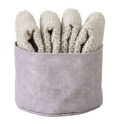 Set 4 Lavette + Cestino PEPE Bagno Maison Sucrée 30 x 30 Betulla var.39