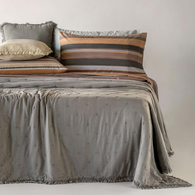 Trapuntino Cotone Stone Washed FERNANDA Letto Riviera Matrimoniale 260 x 260 Tortora