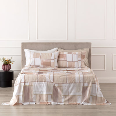 POPUP - Completo Lenzuola Cotone Stampato JURI Letto Riviera Singolo Sesamo