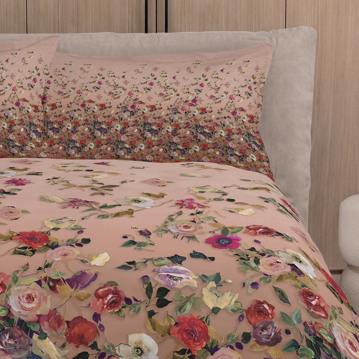 Parure Copripiumino Raso 300 Fili NETTARE Letto Fazzini