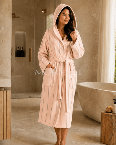 Accappatoio Unisex Tinto Filo SMART Bagno Fazzini S / M Rosa Cipria/Beige