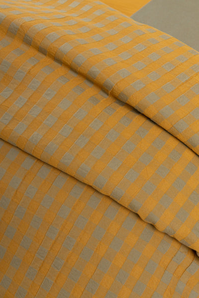 Parure Copripiumino Tinto Filo QUADRETTI Letto Sisu Matrimoniale Amber Gold/Green
