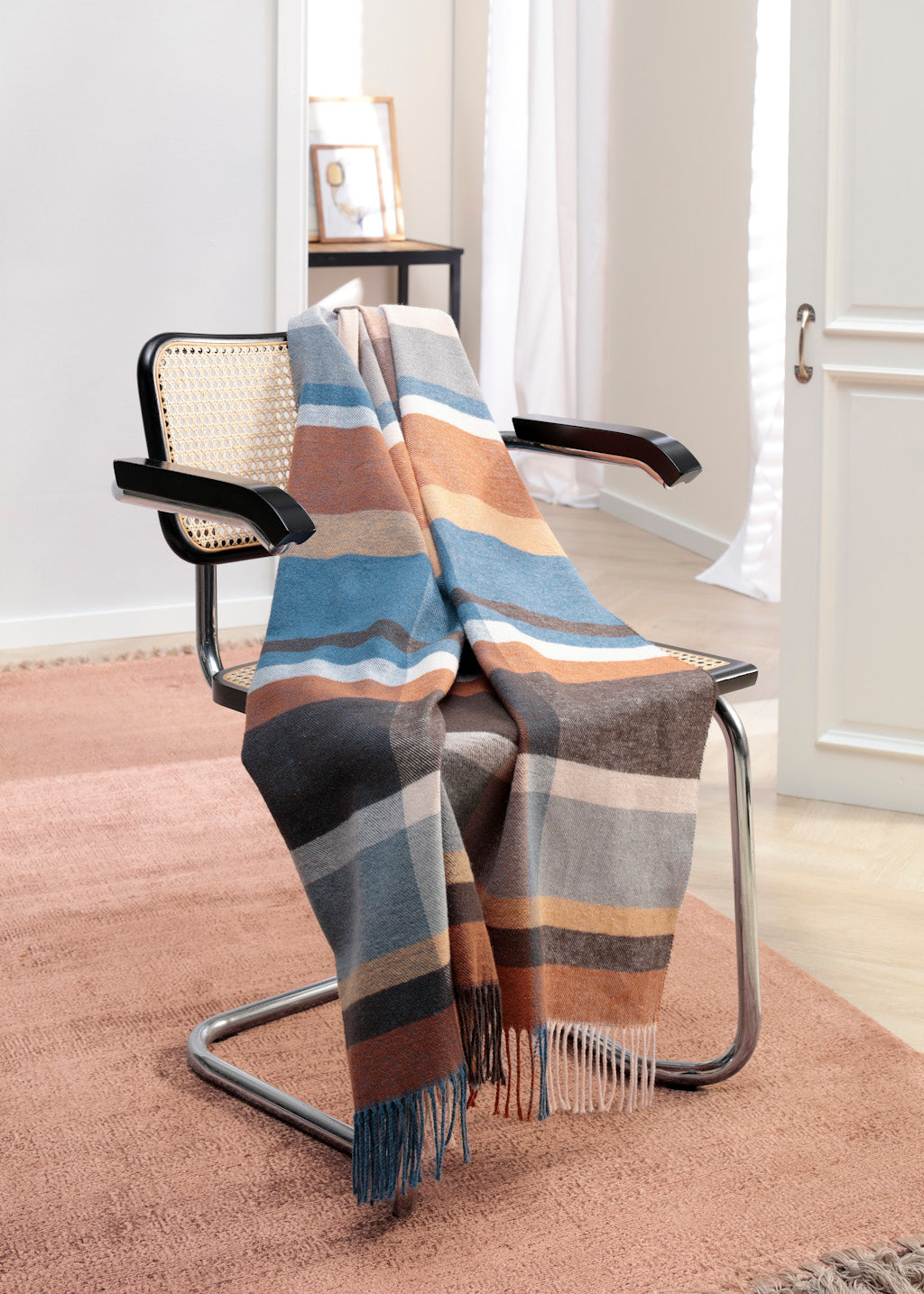 Plaid Sfrangiato Harmony Brown Made in Italy Soggiorno Borbo 130 x 170 Multicolor