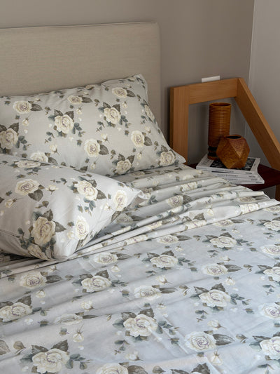 Completo Lenzuola Cotone Stampato VENERY Letto Riviera Matrimoniale Grigio Nuvola
