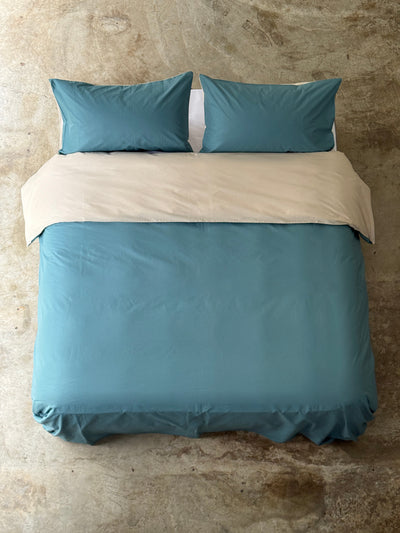 Parure Copripiumino Double MINIMAL Letto Moreali Tessile Casa Matrimoniale Ottanio/Corda