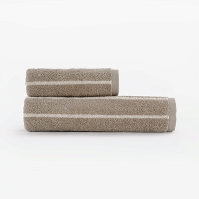 Set Asciugamani Righe Jacquard SAINT LOUIS Bagno Galizzi 60 x 100 / 40 x 60 Tortora