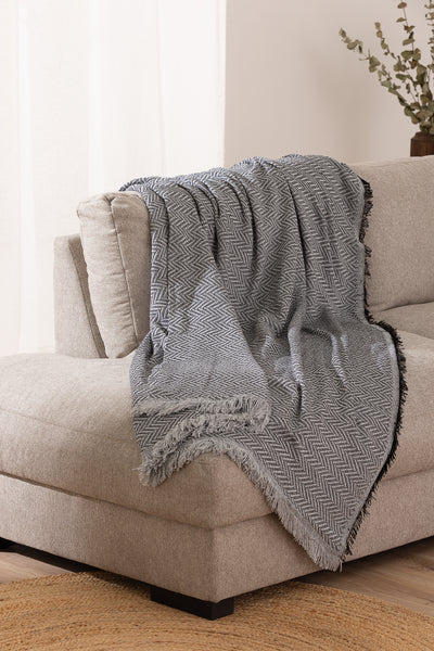 Telo Copritutto Cotone Zig Zag Kenya Soggiorno Belmarti 230 x 260 Grigio Scuro