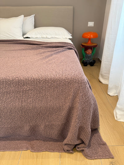 Copriletto Stone Washed Nido D'Ape Letto Moreali Tessile Casa Matrimoniale 260 x 260 Mauve