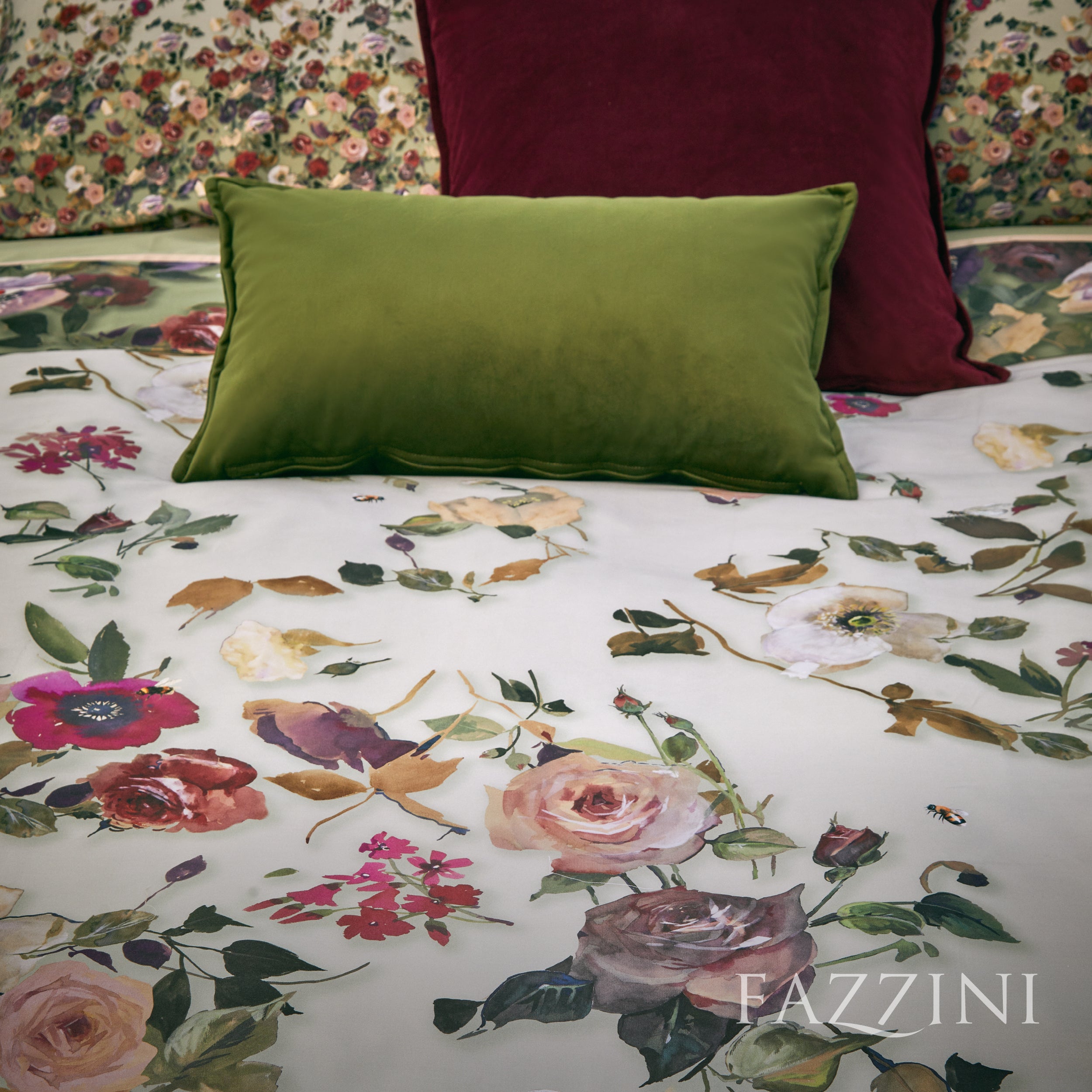 Parure Copripiumino Raso 300 Fili NETTARE Letto Fazzini