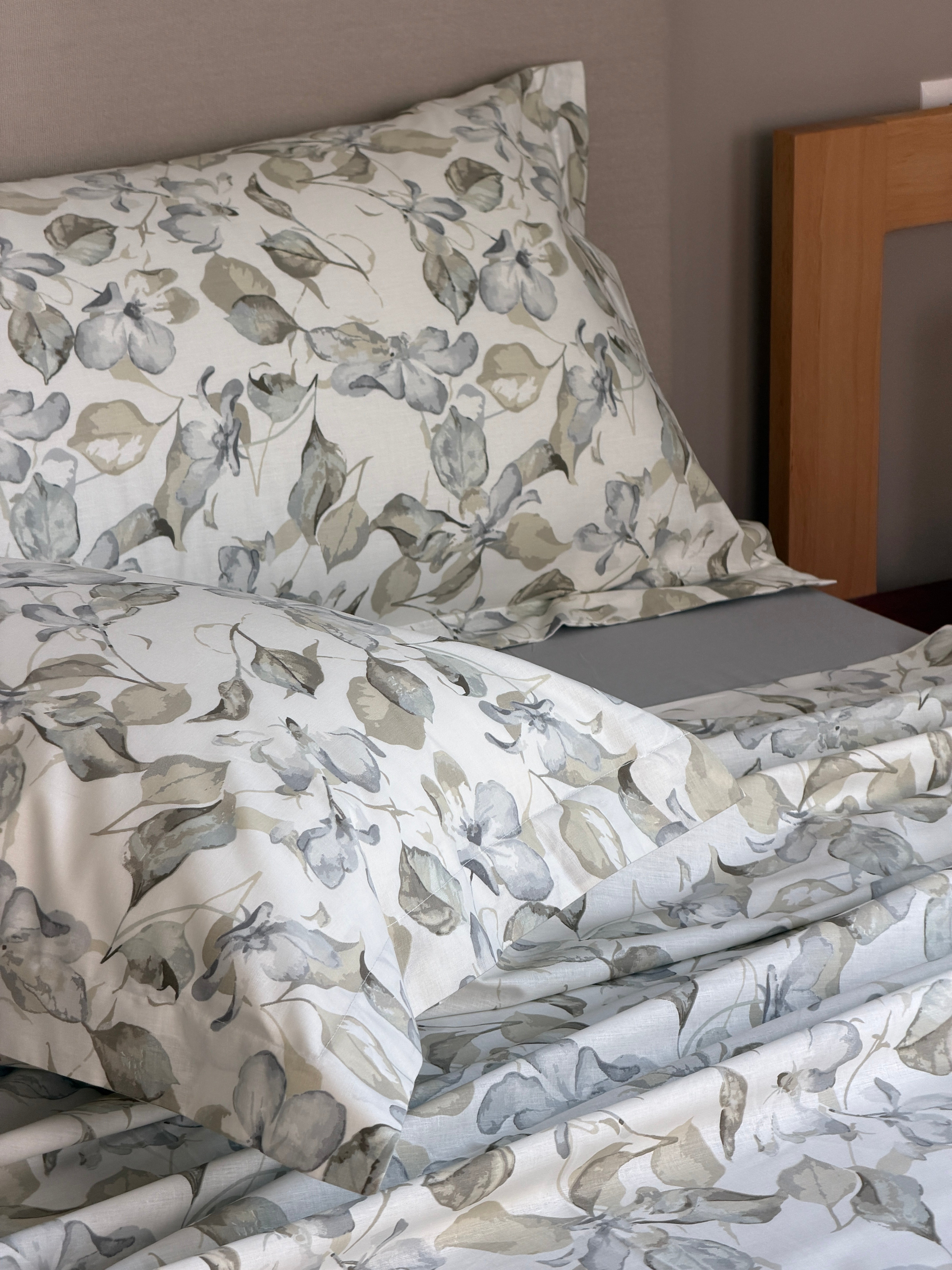 Completo Lenzuola Percalle Stampato VALZER Letto Cotonissimo Matrimoniale Var.6 Naturale