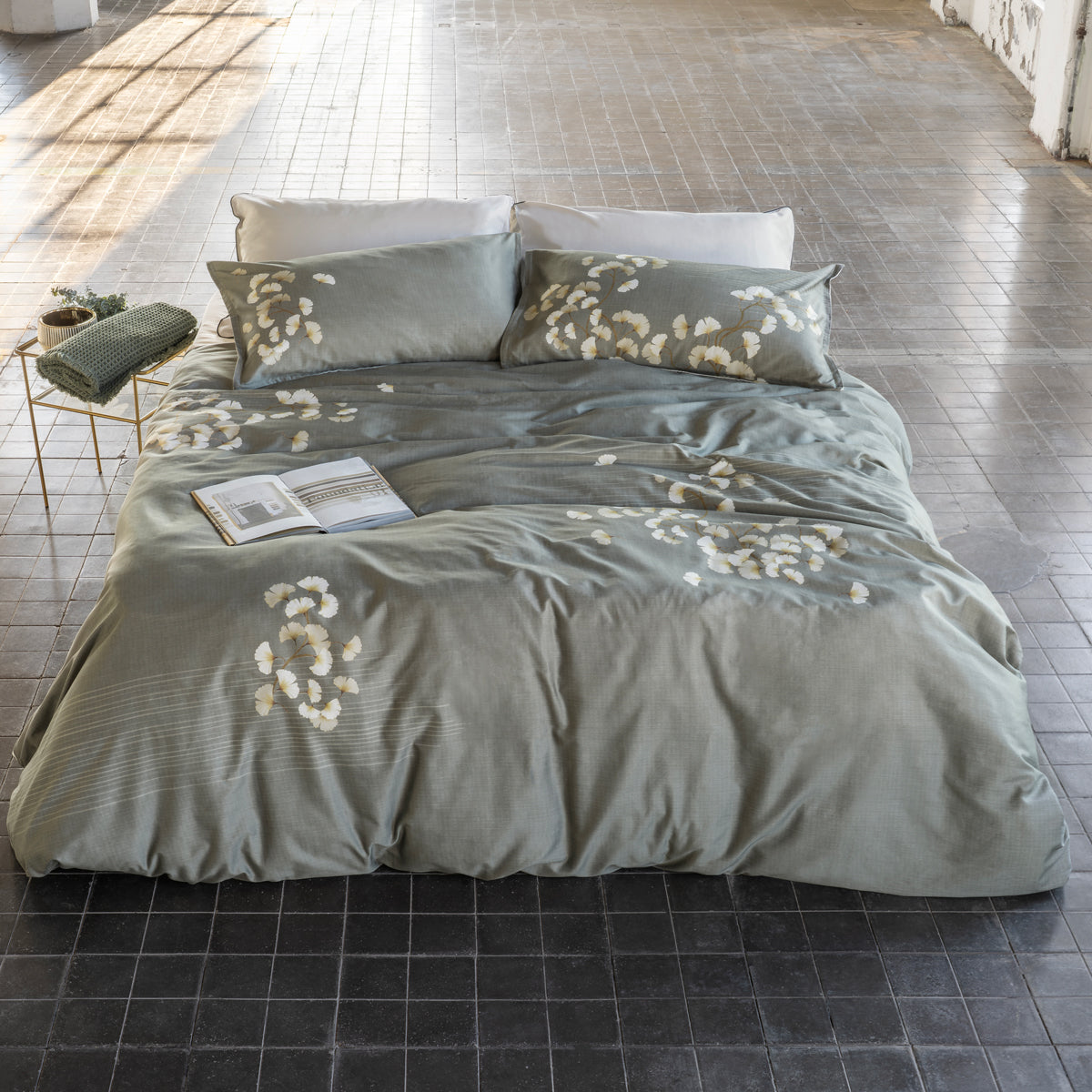 Parure Copripiumino Raso 300TC ANDY Letto Galizzi Matrimoniale Verde